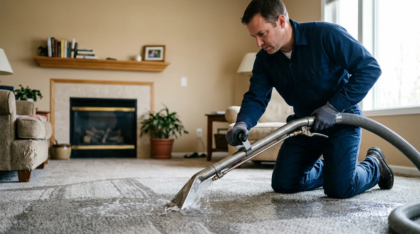 Water damage restoration technician working near Greenville, IA